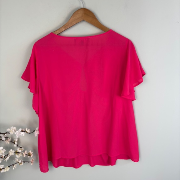 Eloquii Flutter Sleeve Keyhole Blouse Size 24 - Picture 3 of 3